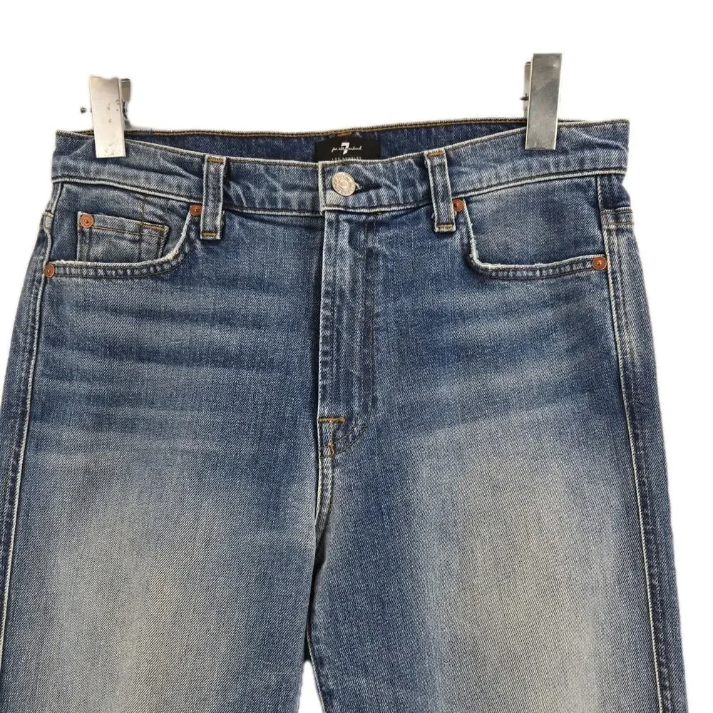 7 For All Mankind Jeans Womens 29 High Waist Cropped Straight Medium Wash Casual